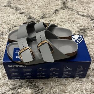 Birkenstock Arizona big buckle sandal. High-shine stone coin. New. Size 37.